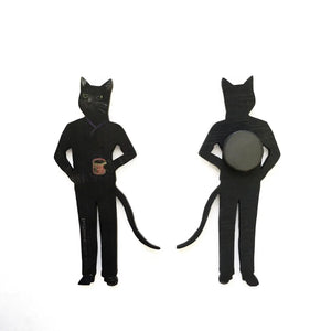 Black Cat Black Coffee Wood Magnet