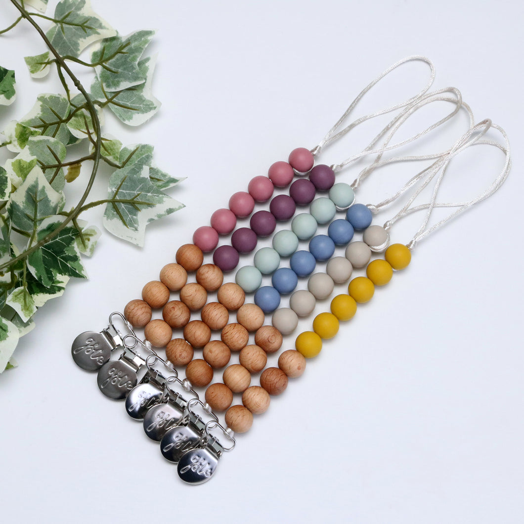 Pacifier Clips - Silicone + Wood Options