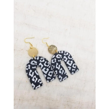 Arch Earrings- Black and White Cheetah