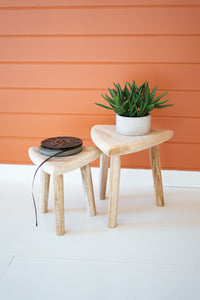 Hand Carved Wooden Triangle Top Stools (Multiple Sizes)