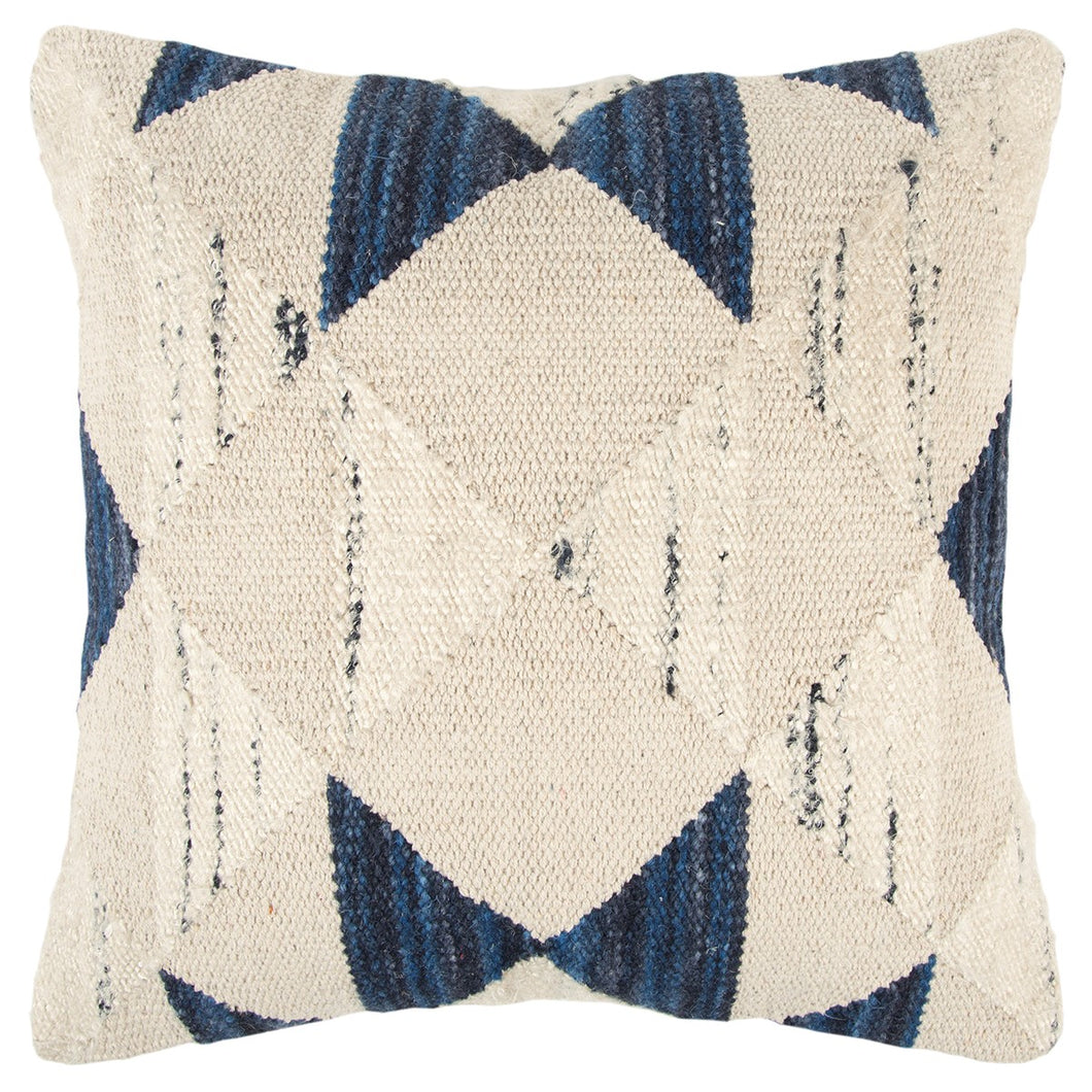 Coming Together Triangle Pillow Cover in Natural/Indigo