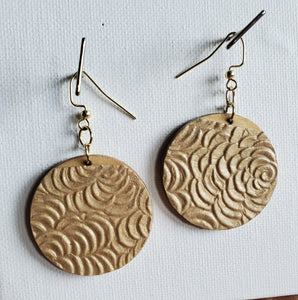 Gold Textured Circle Earrings