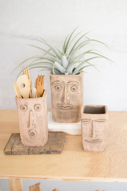 Square Clay Face Containers