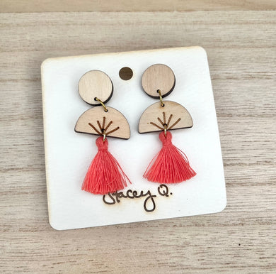 Natural/Tassel Wood Earrings by Stacey Q.