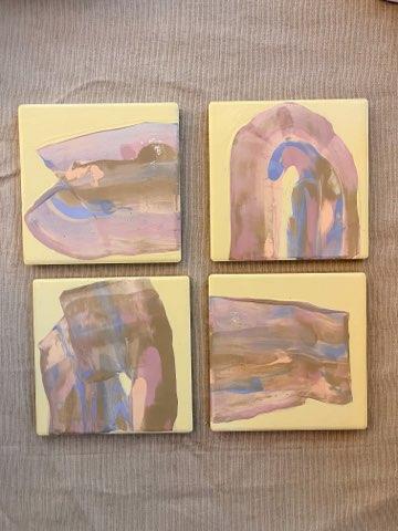 Hand Painted Ceramic Coasters (set of 4)- Original Artwork by Gina Gaetz
