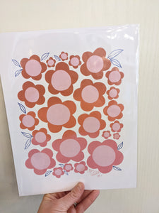 White, Pink, Orange, Brown Floral-Ombre Print by Jill Reynolds