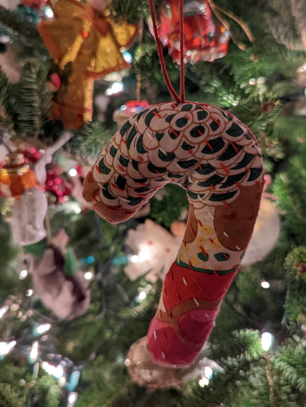 Kantha Candy Cane Ornament