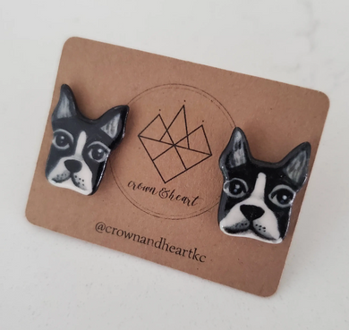 Boston Terrier Stud Earrings