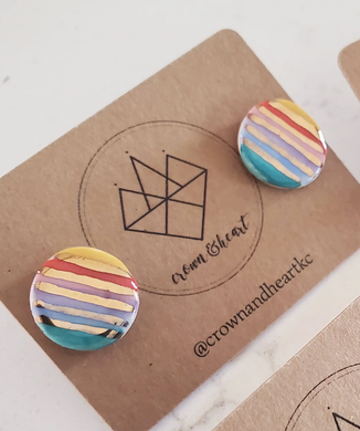 Rainbow Stripe Stud Earrings