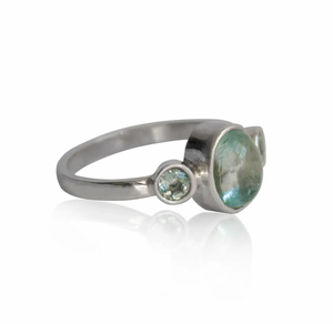 Handmade Aquamarine Bezel and Tube Sterling Silver Ring (Assorted Sizes)