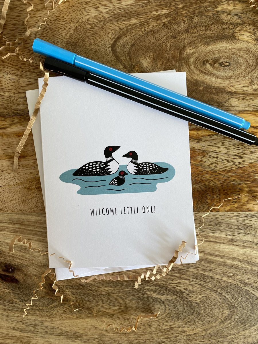 Welcome Little One! Baby Loon Greeting Card