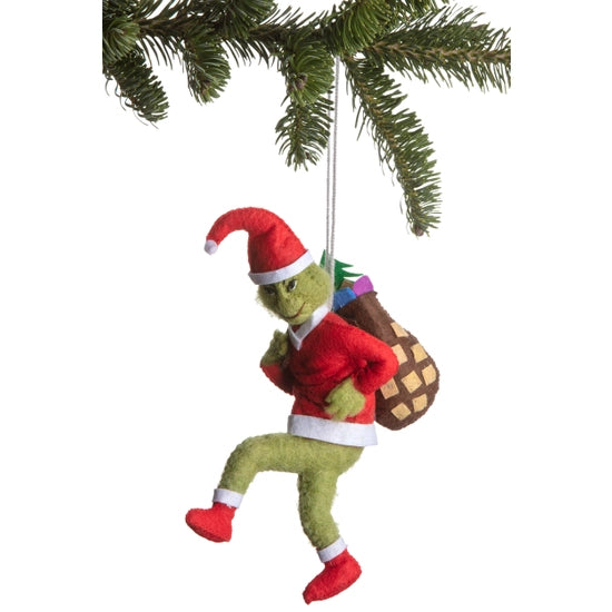 Grinch Santa Fair Trade Felt Ornament