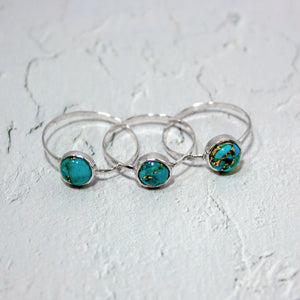 Handmade Copper Turquoise Stone  Bezel Sterling Ring (Assorted Sizes)