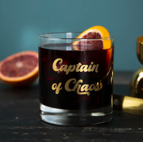 Captain of Chaos Rocks Glass