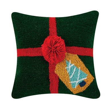 Green Gift With Pom Pom Hook Pillow