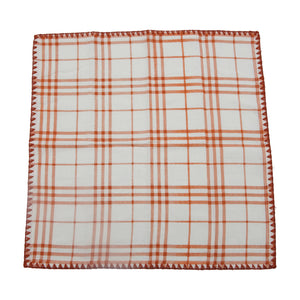 Plaid Napkins with Embroidered Edge (Set of 4)
