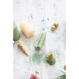 Holly Green 5" Unscented Pleated Taper Candles (Sold Individually)