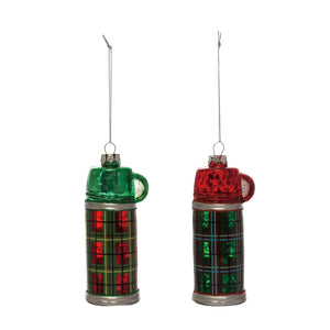 Hand Painted Glass Thermos Ornament (Multiple Styles)